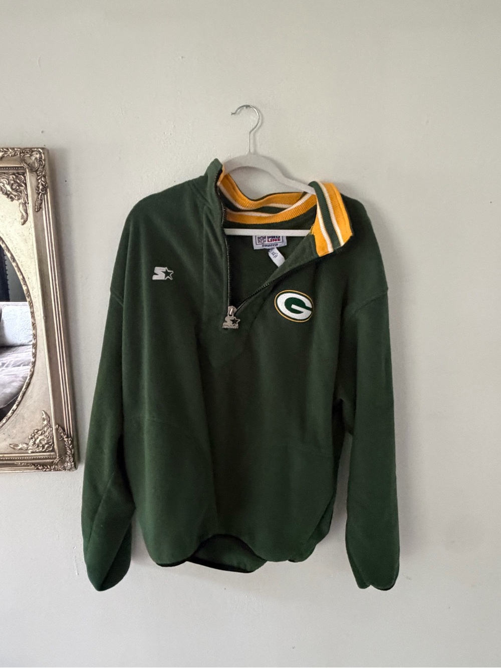 Green Bay Packers Green Quarter-Zip Pullover Sweater XLARGE